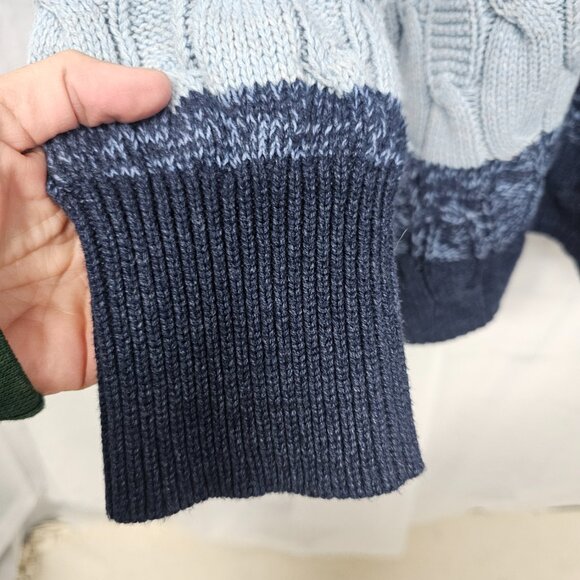 Chaps Sweater Mock Neck Blue Stripes Cableknit Preppy Casual Grunge 2X - Picture 3 of 7